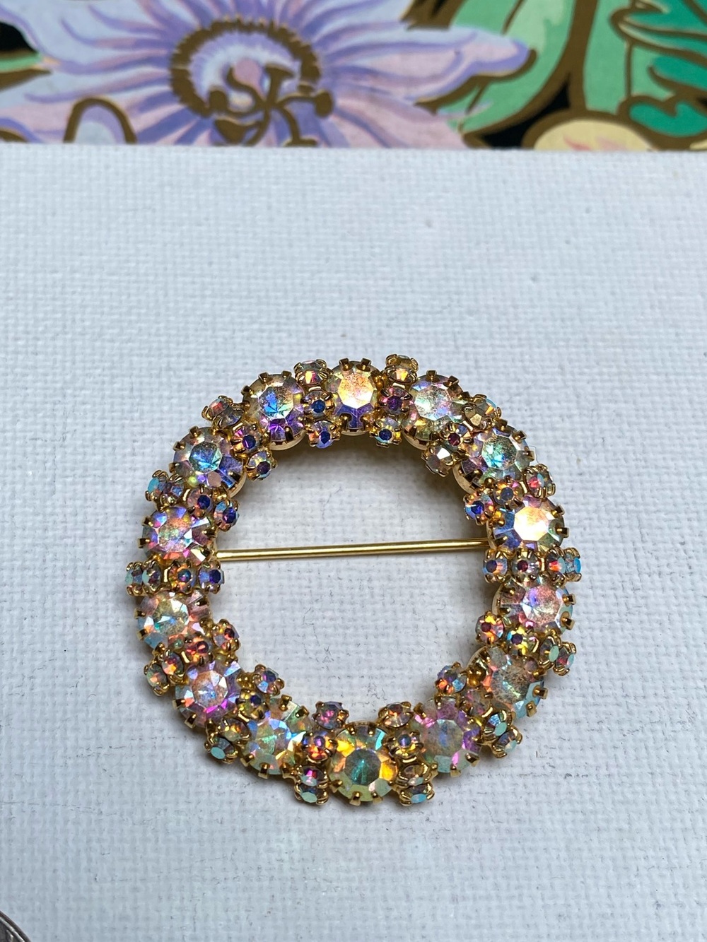 Vintage Weiss Aurora Borealis Crystal Brooch - Women's Jewelry
